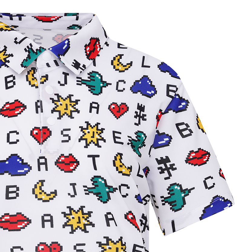 Castelbajac Men's Pixel Print Polo T-Shirt - 2 Colors
