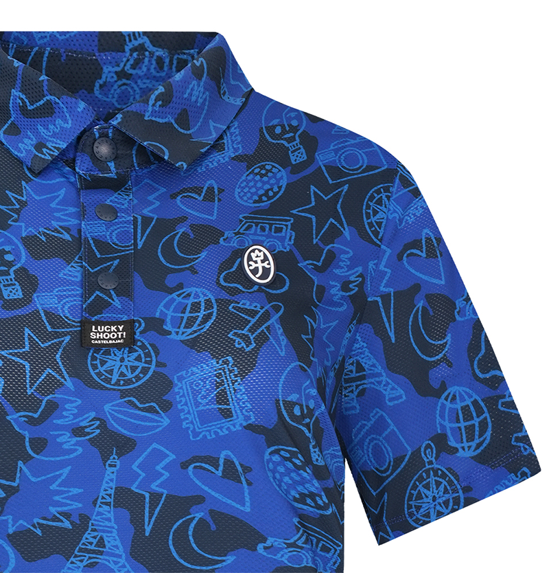 Castelbajac Men's Full-Length Travel Pattern Polo T-Shirt - 2 Colors