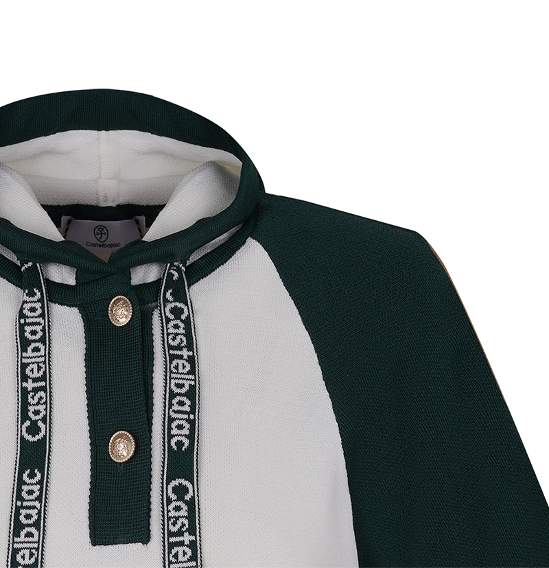 Women's Logo Point Raglan Short-Sleeve Hoodie - Green
