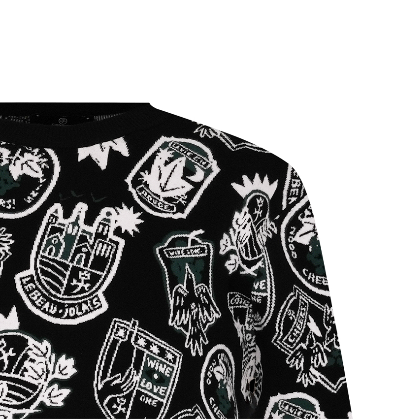 Castelbajac Men's Emblem Pattern Knit - Black