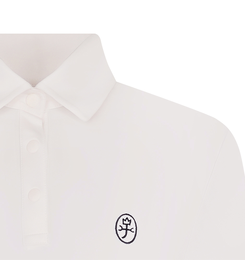 Women's Logo Embroidered Basic Collar T-Shirt - White