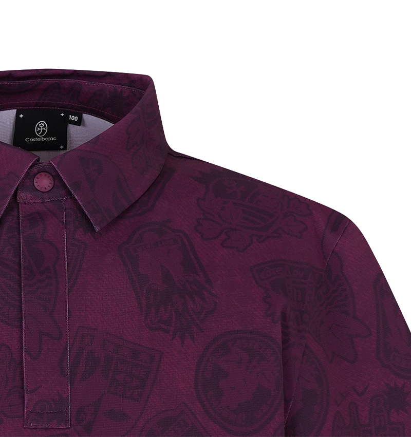 Castelbajac Men's Full-Print Short-Sleeve Collared T-Shirt - Purple