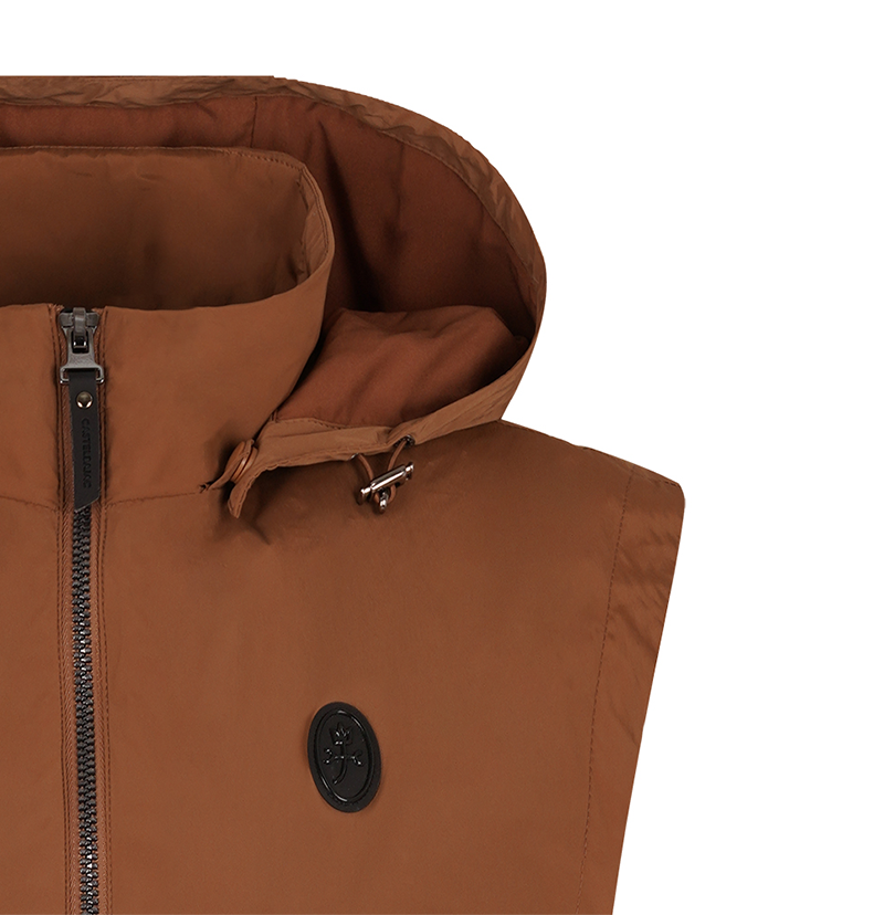 Women's Detachable Hooded Zip-Up Vest - Brown