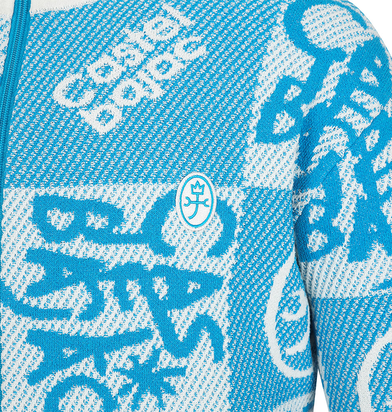 Castelbajac Men's Patterned Zip-Up Sweater Cardigan - Blue