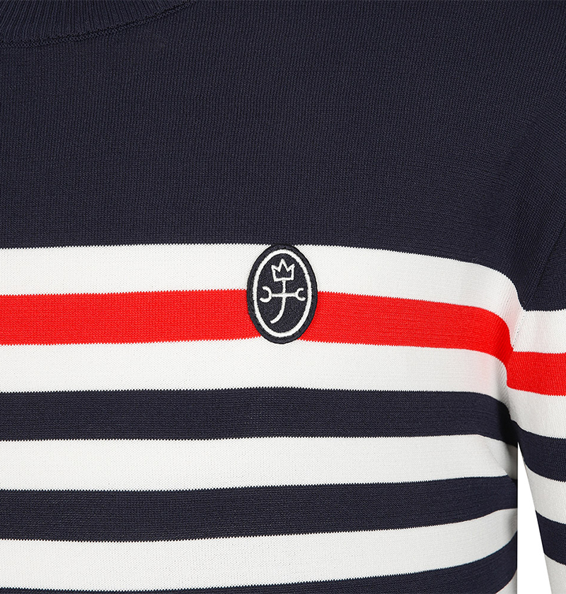 Castelbajac Men's Striped Round Sweater - Navy