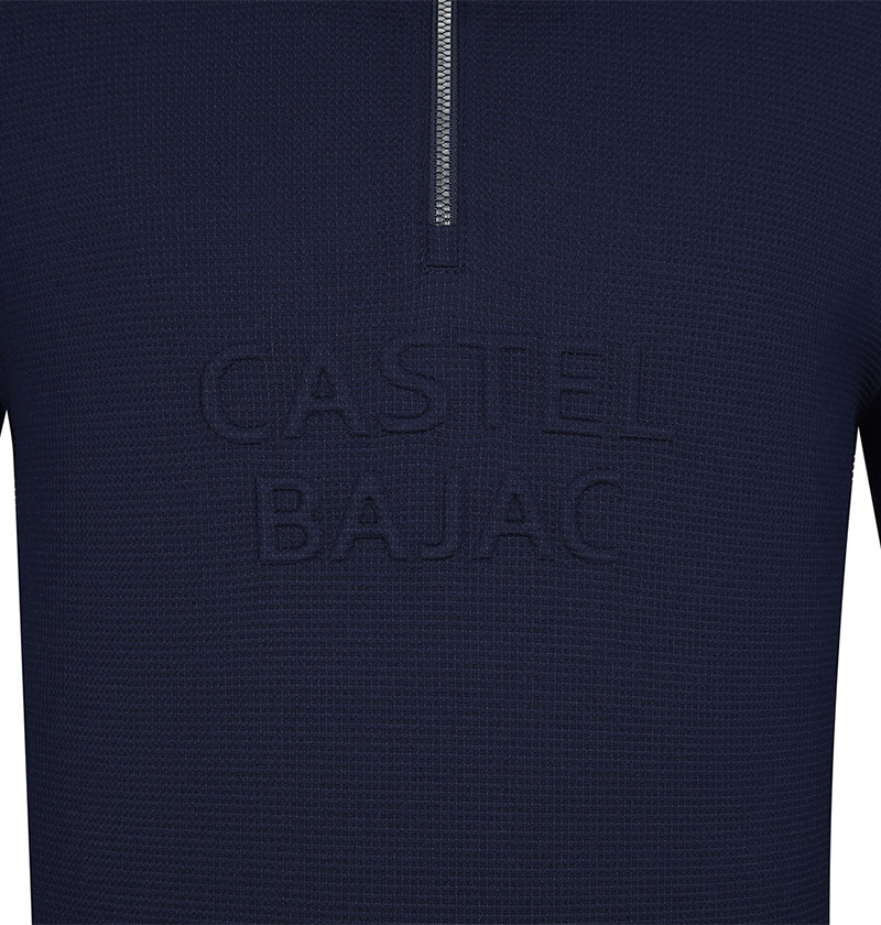 Castelbajac Men's High-Neck Half-Zip T-Shirt in Textured Fabric - Navy