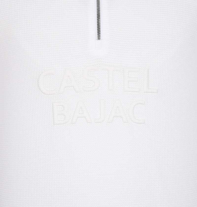 Castelbajac Men's High-Neck Half-Zip T-Shirt in Textured Fabric - White