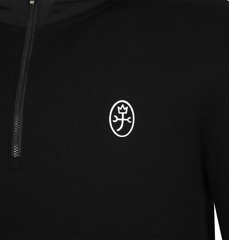Castelbajac Men's Woven Hooded Half-Zip T-Shirt - Black