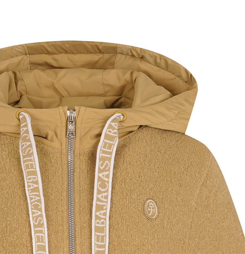 Castelbajac Women's Artwork Embroidered Hybrid Padded Zip-Up Hoodie - Beige
