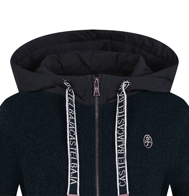 Castelbajac Women's Artwork Embroidered Hybrid Padded Zip-Up Hoodie - Navy