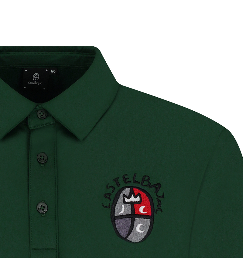 Men's Embroidered Point Basic Collar T-Shirt - Green
