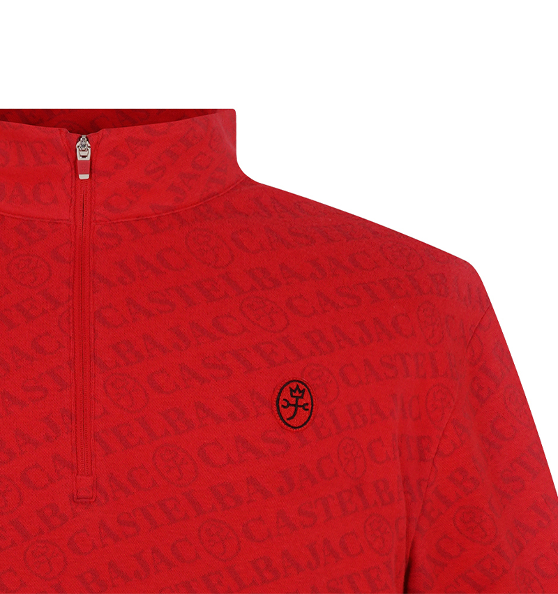 Castelbajac Men's Logo Jacquard Half-Zip T-Shirt - Red