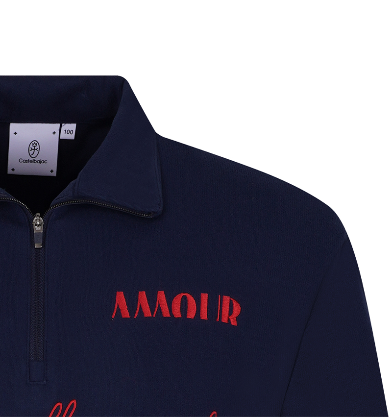 Castelbajac Men's Printed Half-zip Fleece T-shirt - Navy