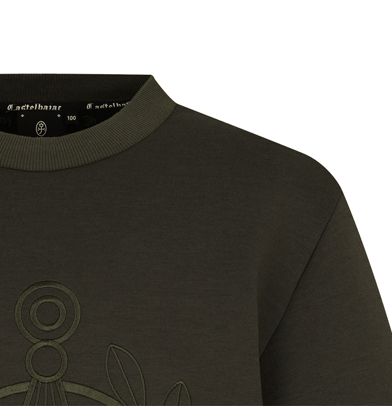 Castelbajac Men's Symbol Embroidered Neoprene Sweatshirt - Khaki