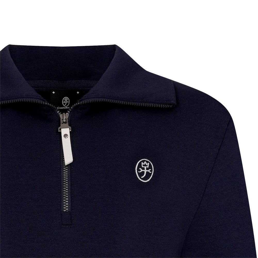 Castelbajac Women's Character Embroidered Half-Zip T-Shirt - Navy
