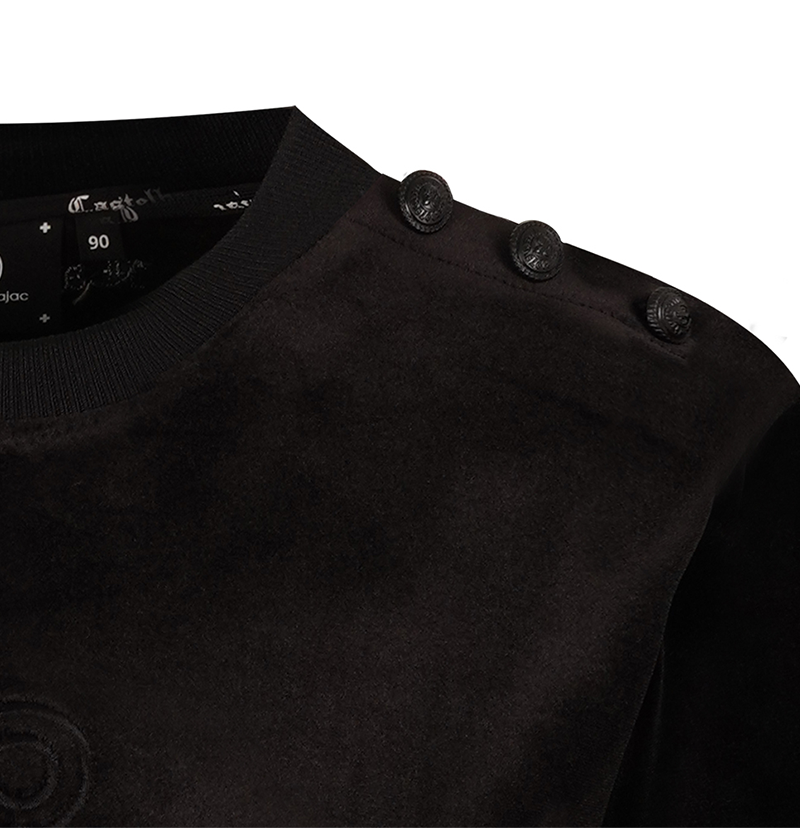 Castelbajac Women's Black Line Symbol Embroidered Velvet Man-to-Man T-Shirt - Black