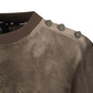 Castelbajac Women's Black Line Symbol Embroidered Velvet Man-to-Man T-Shirt - Khaki