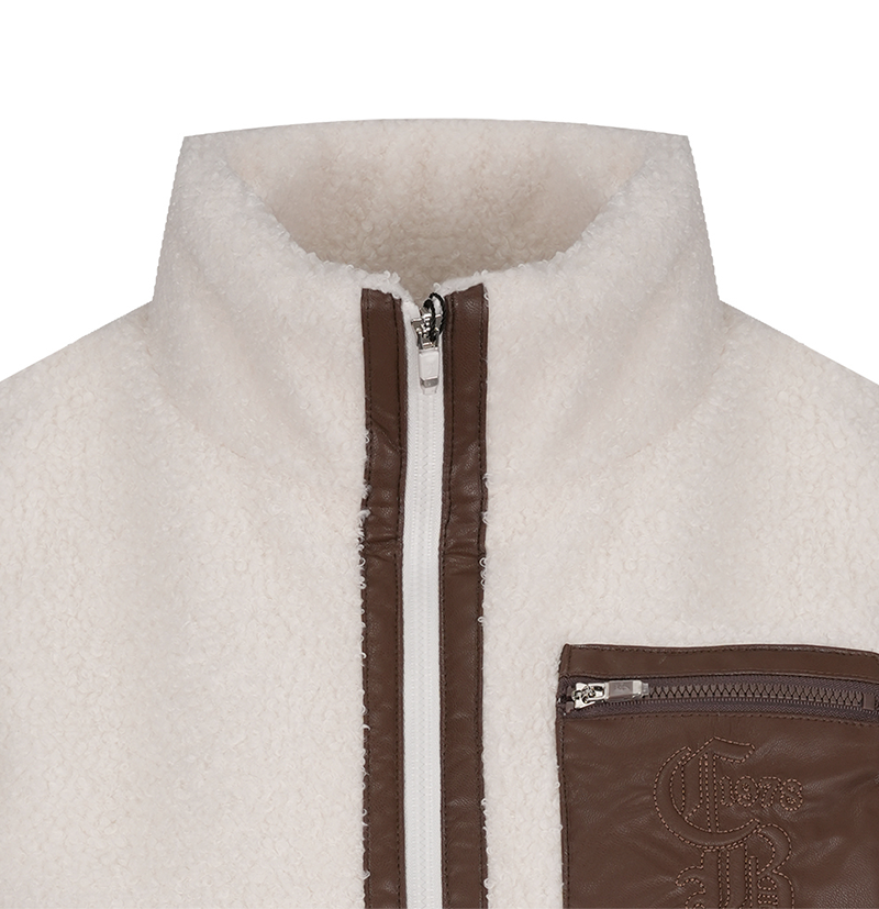 Castelbajac Women's Black Line Leather Pocket Point Pleated Vest - White