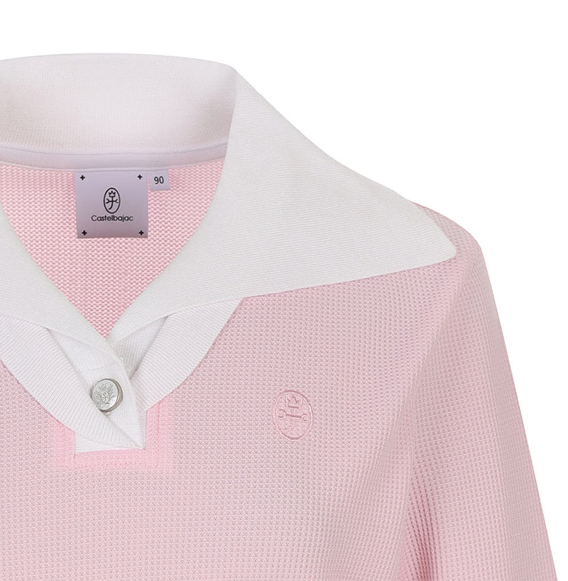 Castelbajac Women's Textured Color Block Big Collar T-shirt - Light Pink