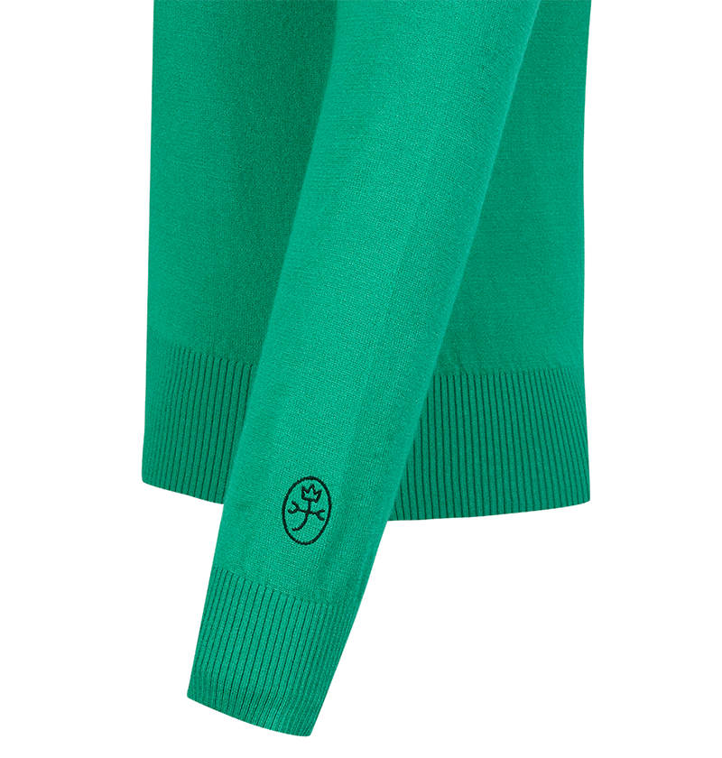 Castelbajac Women's Basic Embroidered Point Mock Neck Knit - Green