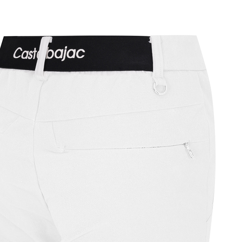 Castelbajac Women's Nylon Spandex Logo Band Slim Pants - White