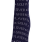 Castelbajac Men's Lettering Pattern Point Mid-calf Socks - Navy