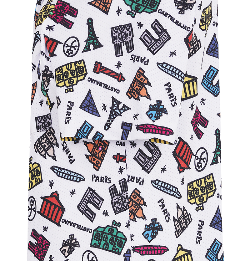 Castelbajac Men's PARIS Pattern Mesh Shirt - White