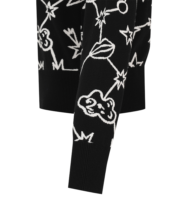 Castelbajac Women's Big Collar Pattern Zip-Up Cardigan - Black