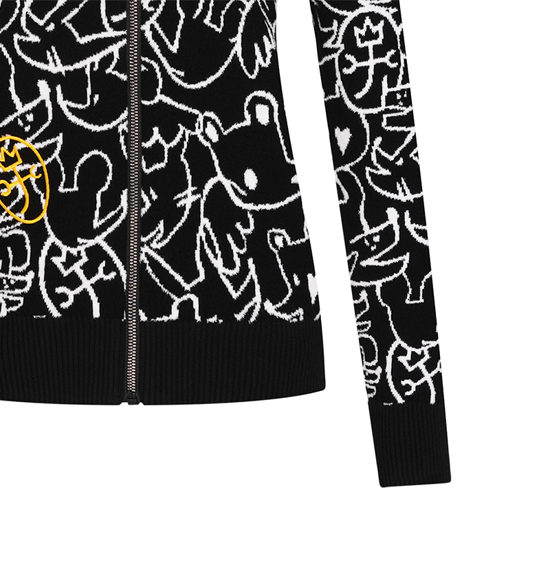 Castelbajac Women's Character Logo Jacquard Zip-Up Cardigan - Black