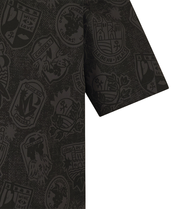 Castelbajac Men's Full-Print Short-Sleeve Collared T-Shirt - Black