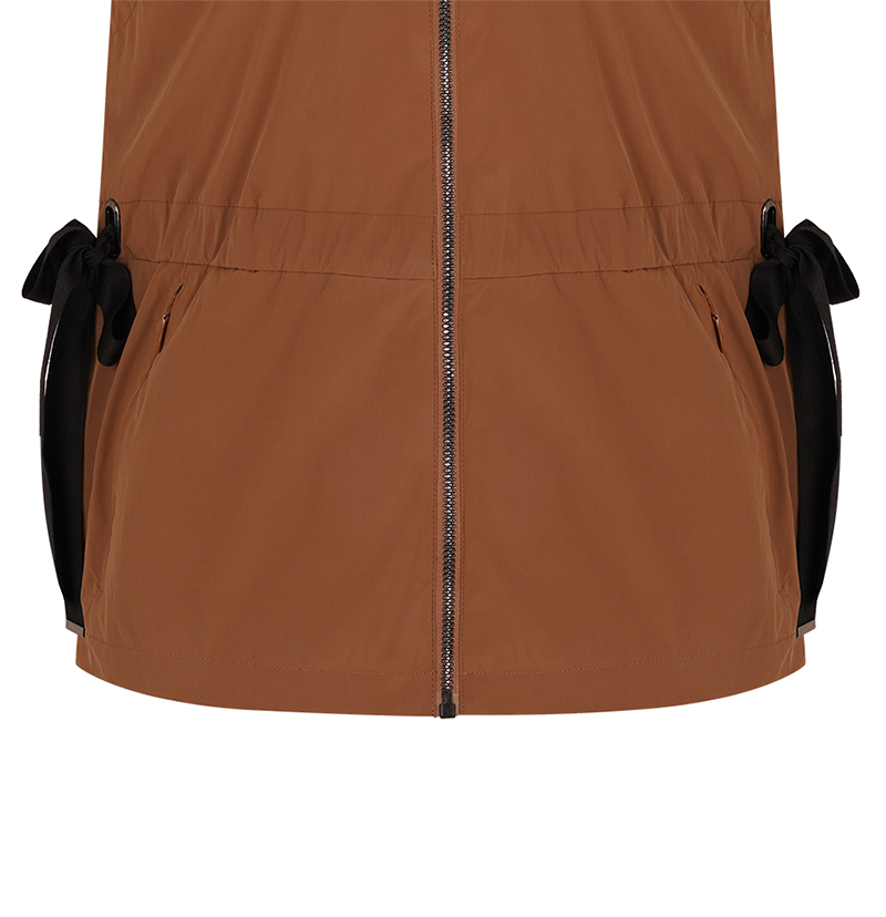 Women's Detachable Hooded Zip-Up Vest - Brown
