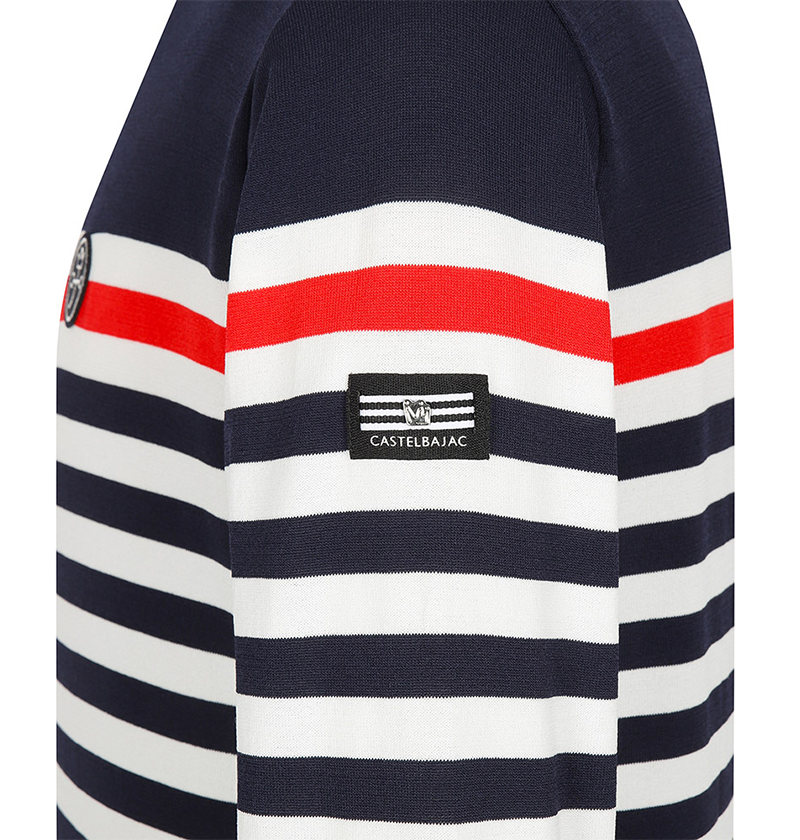 Castelbajac Men's Striped Round Sweater - Navy