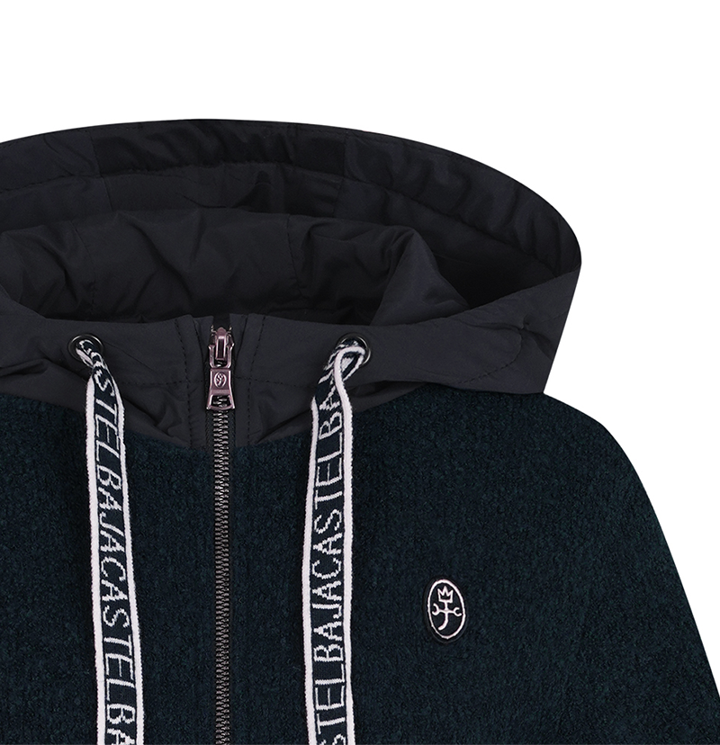 Castelbajac Women's Artwork Embroidered Hybrid Padded Zip-Up Hoodie - Navy