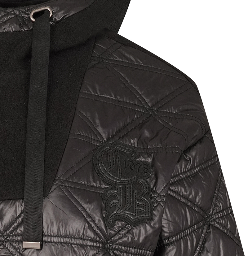 Castelbajac Women's Black Line Embroidery Point Mix Hooded Padded Jumper - Black