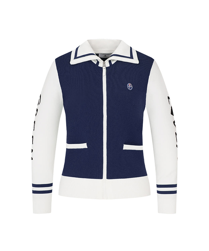 Castelbajac Women's Big Collar Contrast Zip-Up Cardigan - 2 Colors