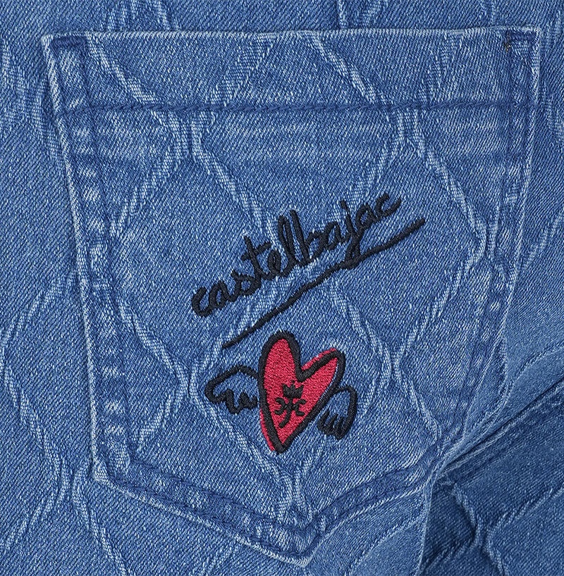 Castelbajac Women's Diamond Bootcut Denim Pants - Blue