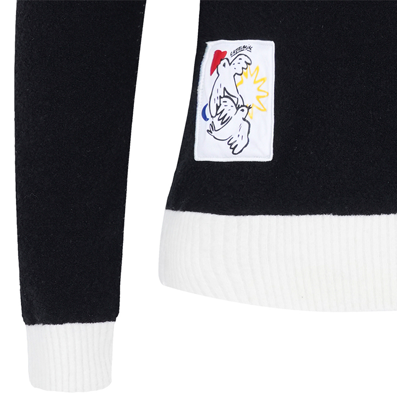 Castelbajac Women's Boucle Two-Color Hooded Sweater - Black