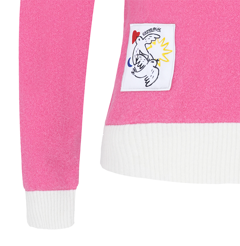 Castelbajac Women's Boucle Two-Color Hooded Sweater - Pink