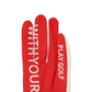 Castelbajac Women's Synthetic Leather Logo Two-Handed Gloves - Red