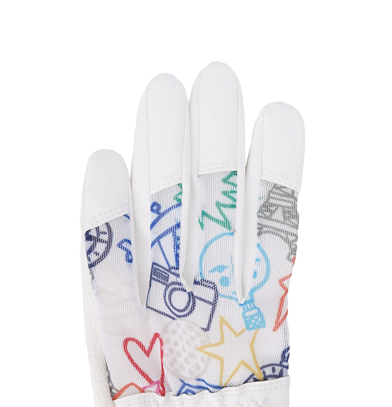 Castelbajac Women's Printed Perforated Gloves - White