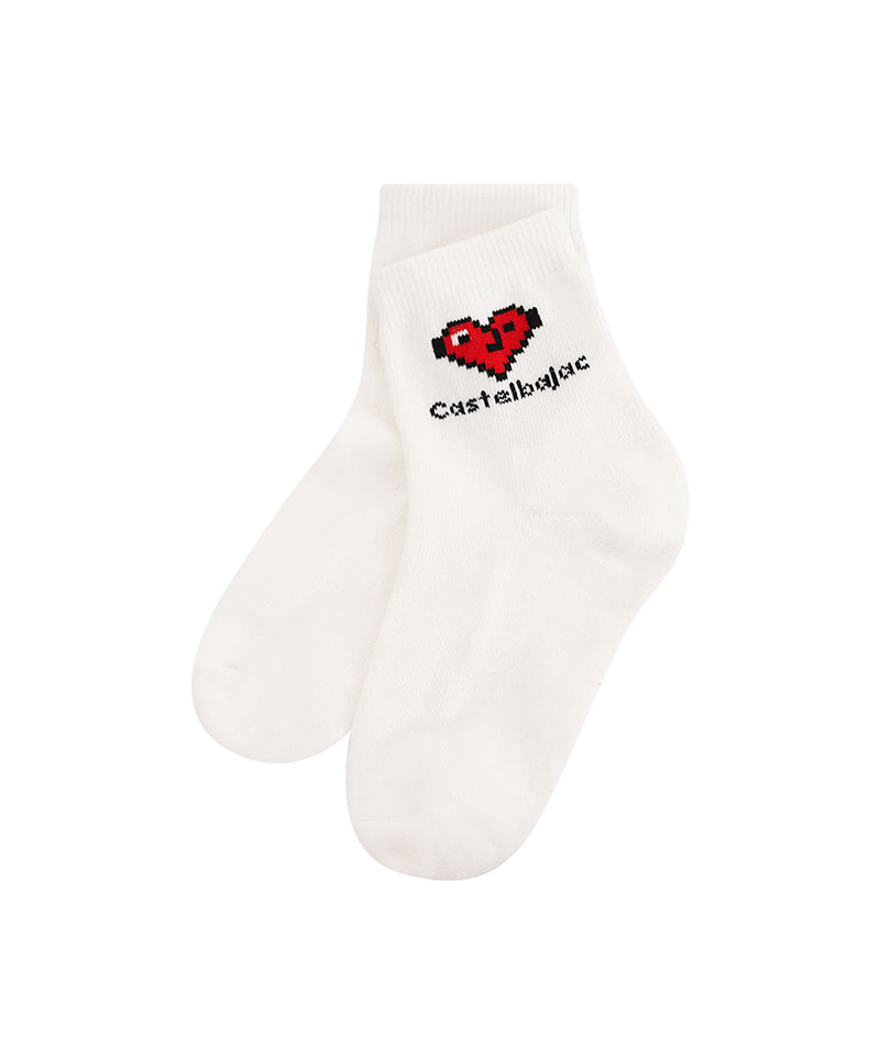 Castelbajac Women's Heart Point Mid-calf Socks - White