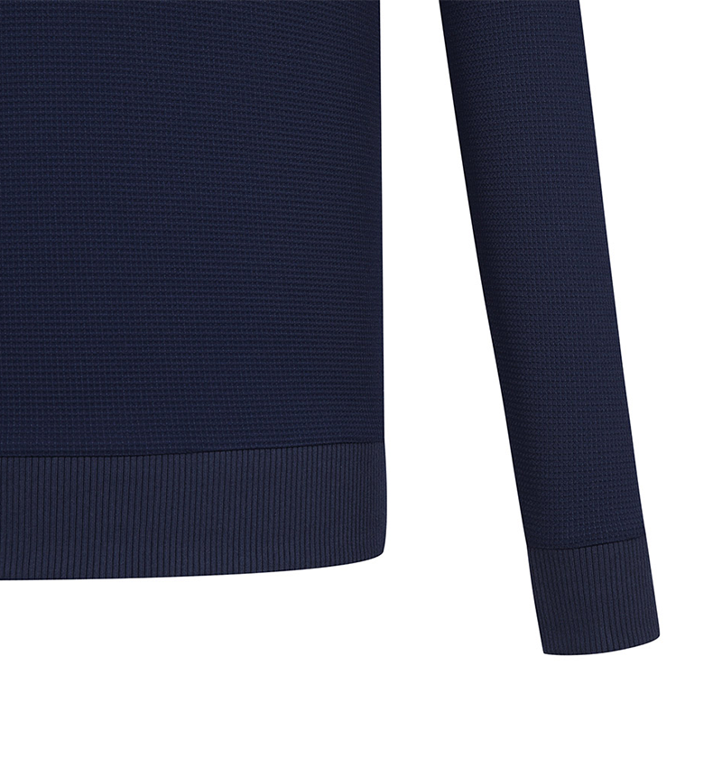 Castelbajac Men's High-Neck Half-Zip T-Shirt in Textured Fabric - Navy