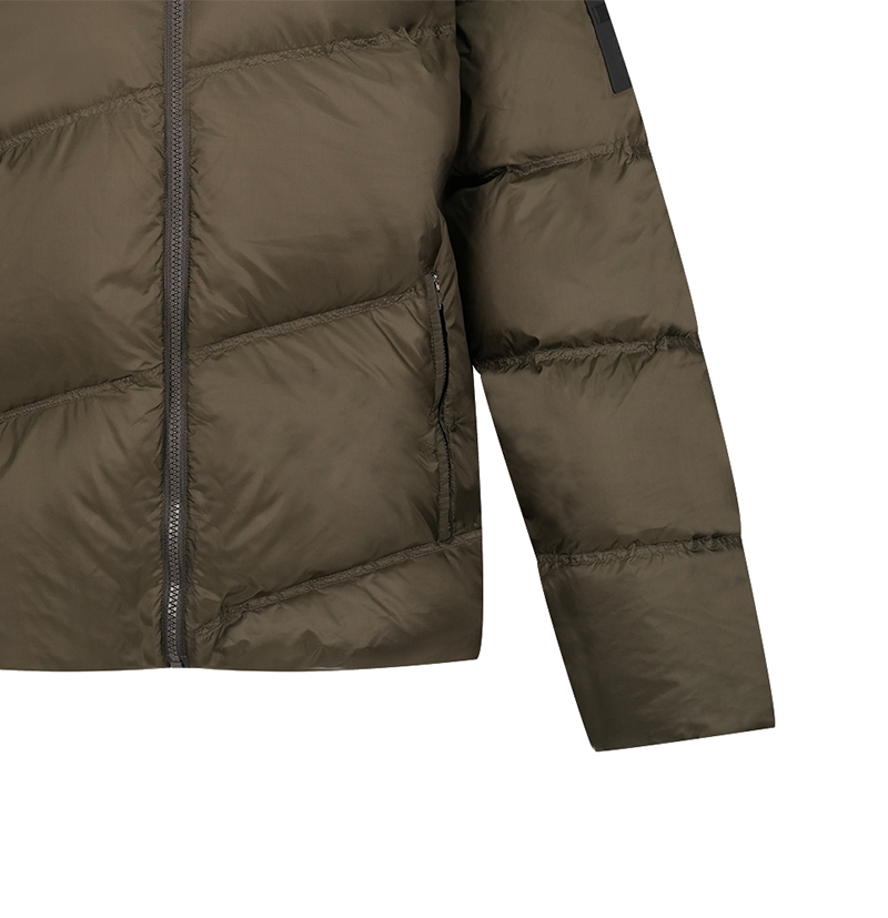 Castelbajac Men's Diagonal Quilted Duck Down Padded Jumper - Khaki