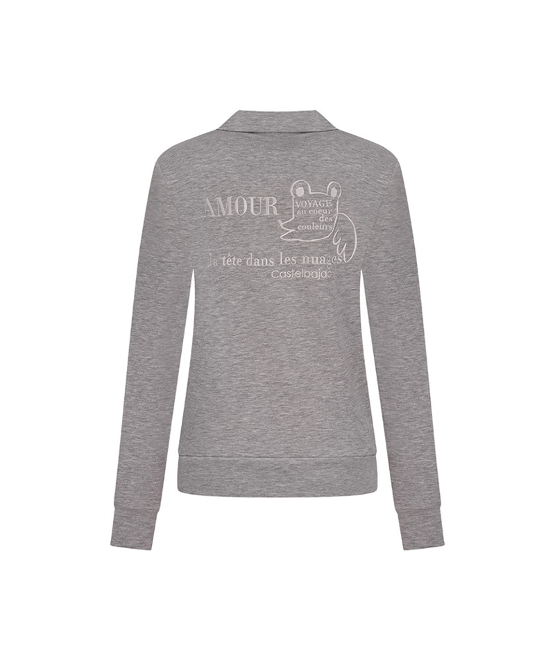 Castelbajac Women's Character Embroidered Half-Zip T-Shirt - M/Grey
