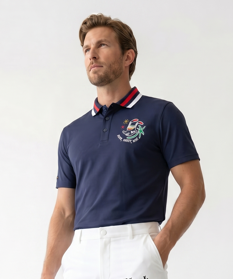 Castelbajac Men's Hope Short-Sleeve Collared T-Shirt - Navy