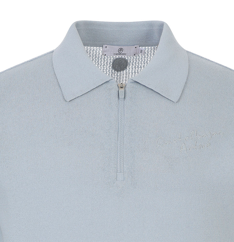 Castelbajac Men's Mesh Collar Half-Zip Short Sleeve Knit - 2 Color