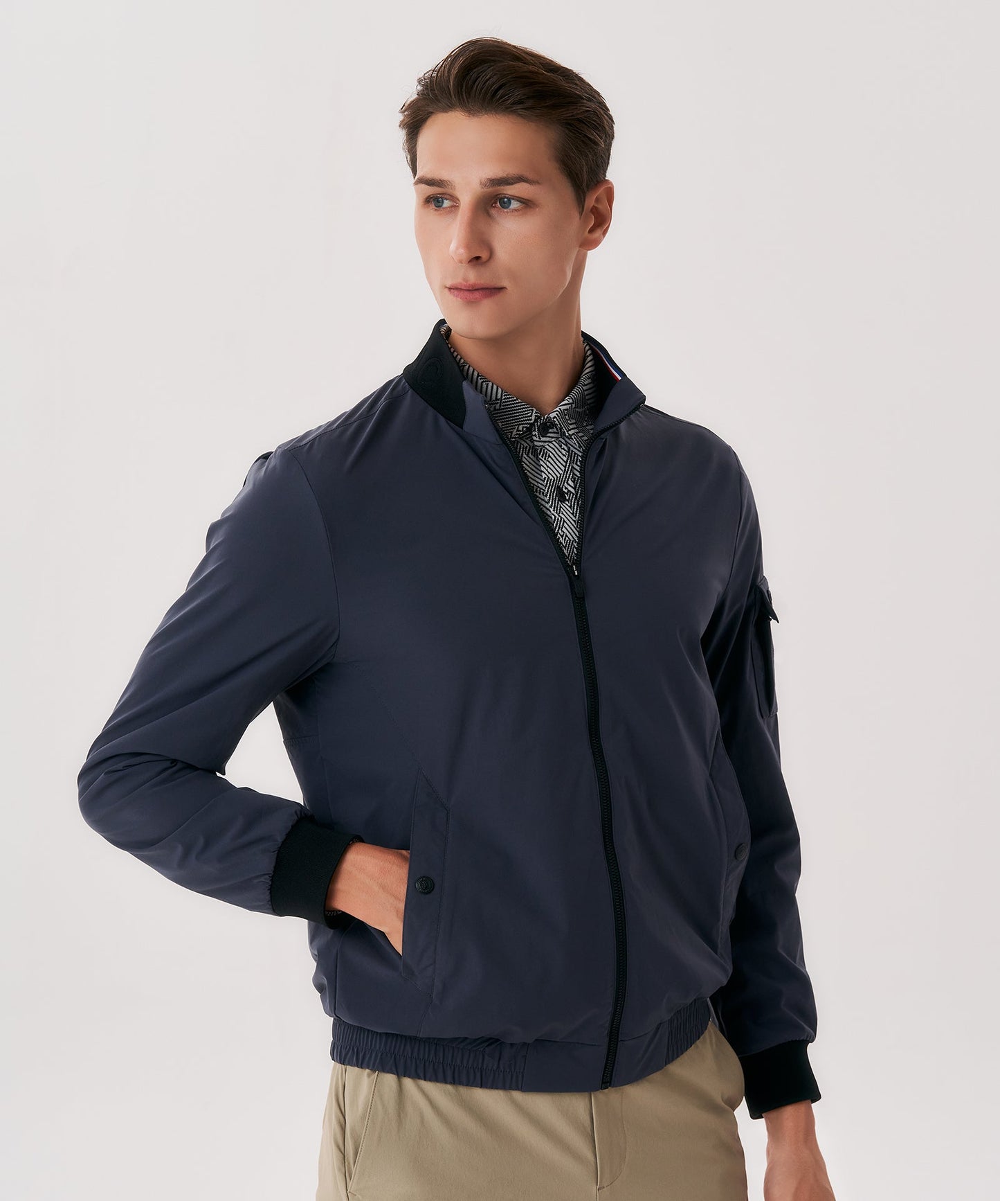 Castelbajac Men's Sleeve Pocket Bomber Jumper - Navy