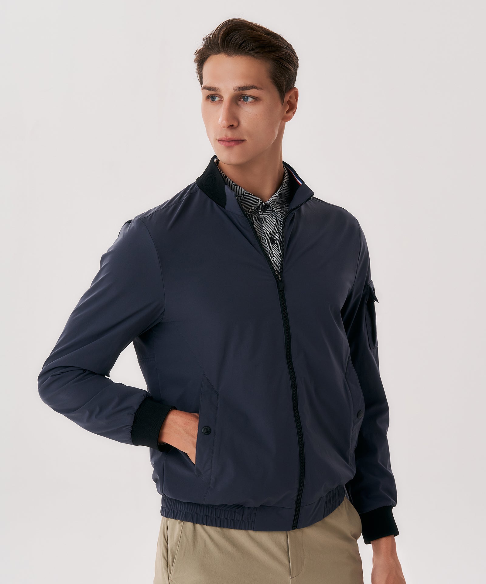 Castelbajac Men's Sleeve Pocket Bomber Jumper - Navy