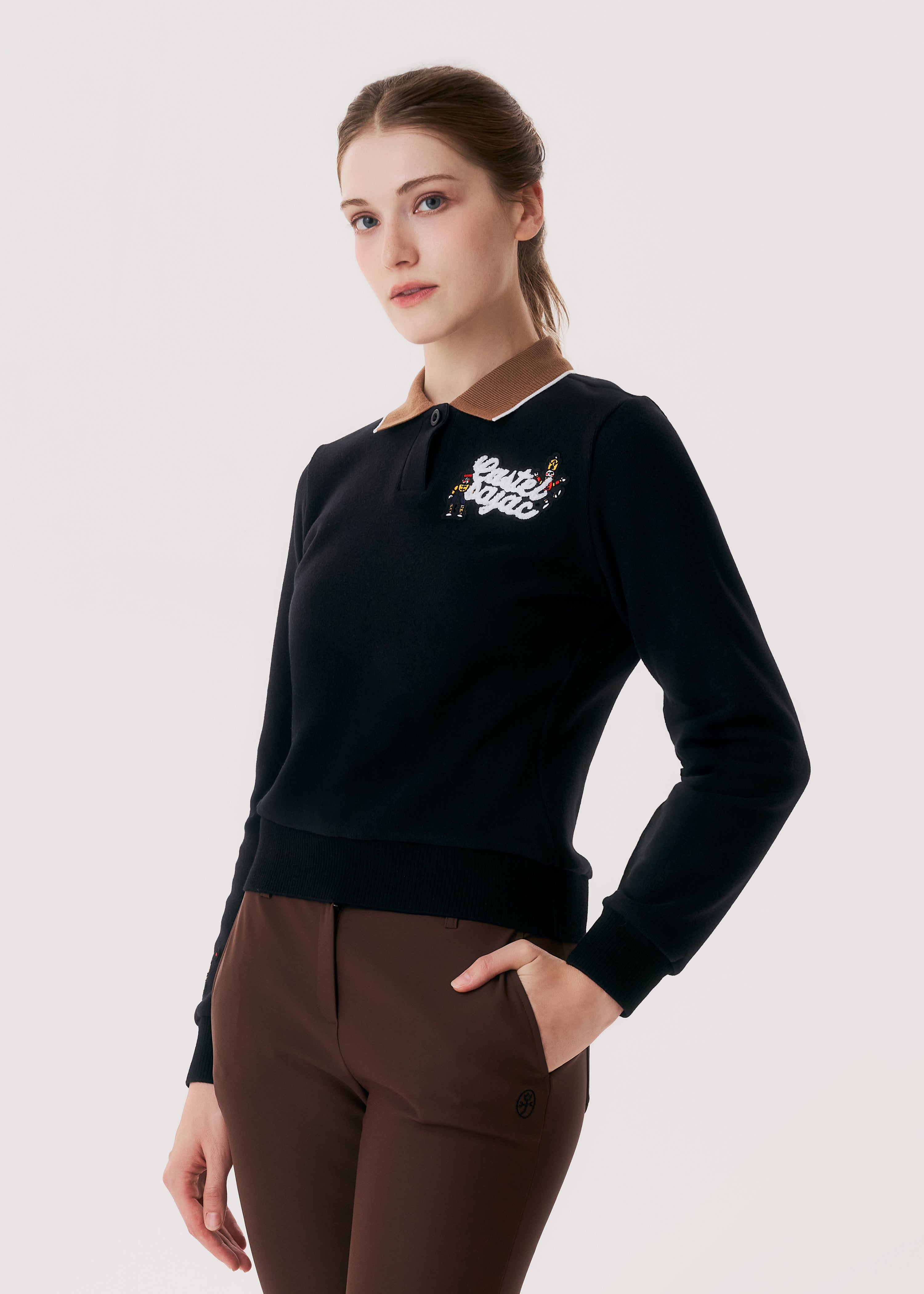 Castelbajac Women's Knit Collar Color Block T-Shirt - Black