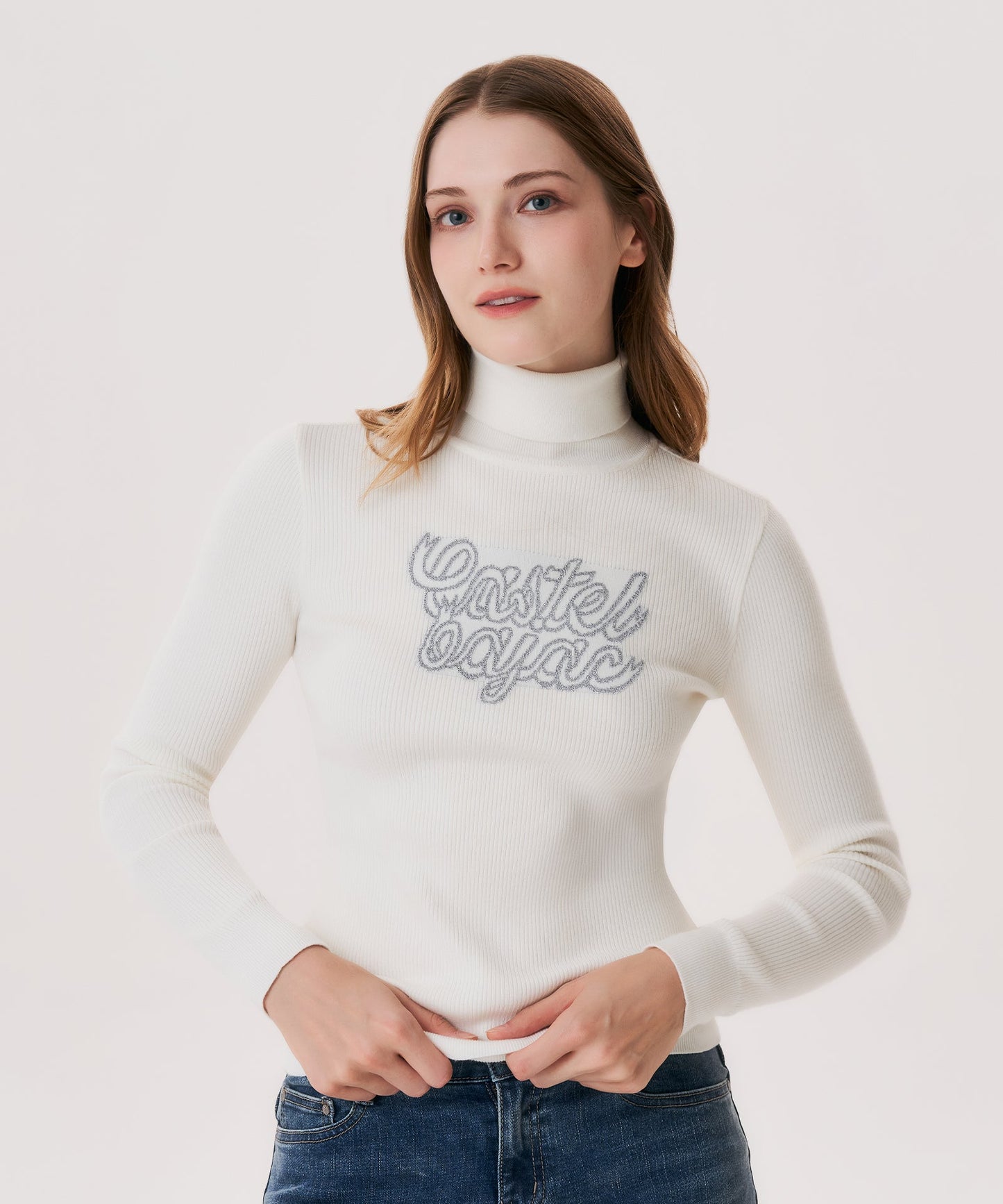 Castelbajac Women's Embroidered Pointed High-Neck Sweater - White